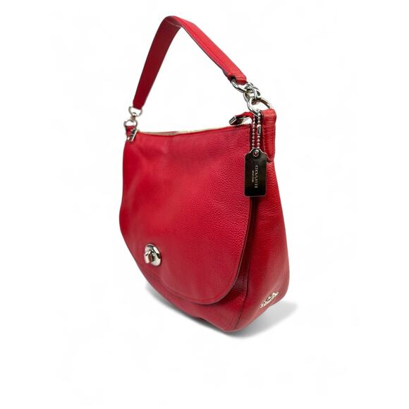 Coach Vintage Elle Red Pebbled Leather Hobo Bag - Picture 7 of 16